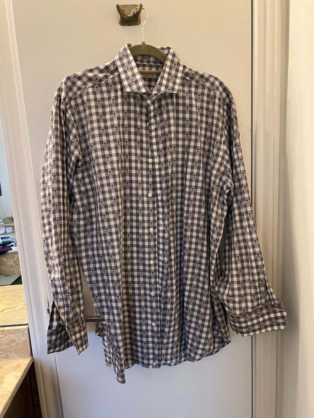 Men's Gray Plaid Dress Shirt - Long Sleeve Button-Up